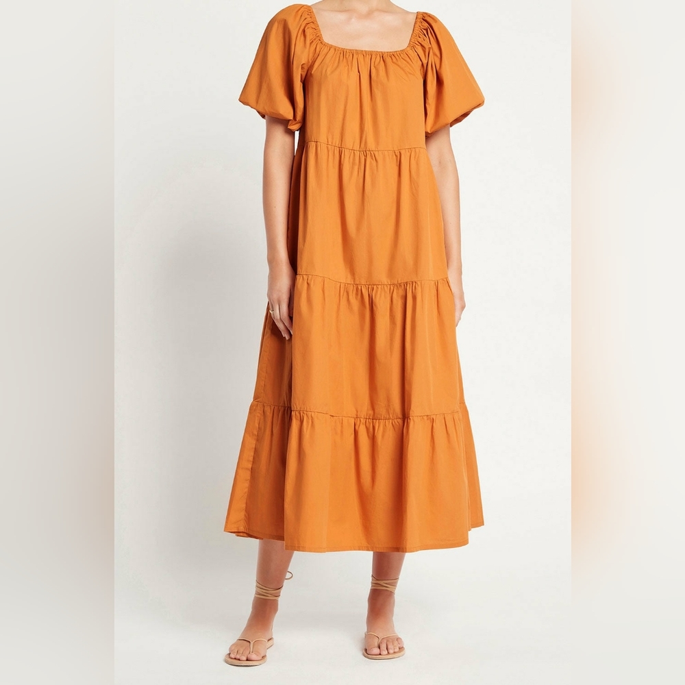 Faithfull The Brand Ronan midi dress XXL tiered smocked boho cottagecore NWT